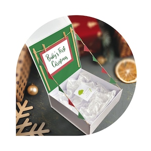 Christmas Gift Box, Luxury Christmas Wrapping, Holiday Gift Box, Baby&#39;s First Christmas, Customizable Gift Box, Gift Box with Flags