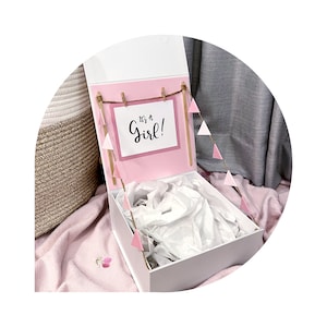 Baby Girl Gift Box, It&#39;s A Girl Announcement, Baby Girl Gift Personalized, Gender Reveal Box, Pregnancy Announcement, Magnetic Gift Box