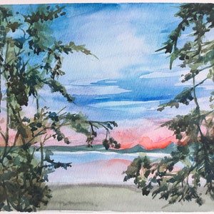 Sunset by the Water - Original Hand Painted Artwork Only 1 Available