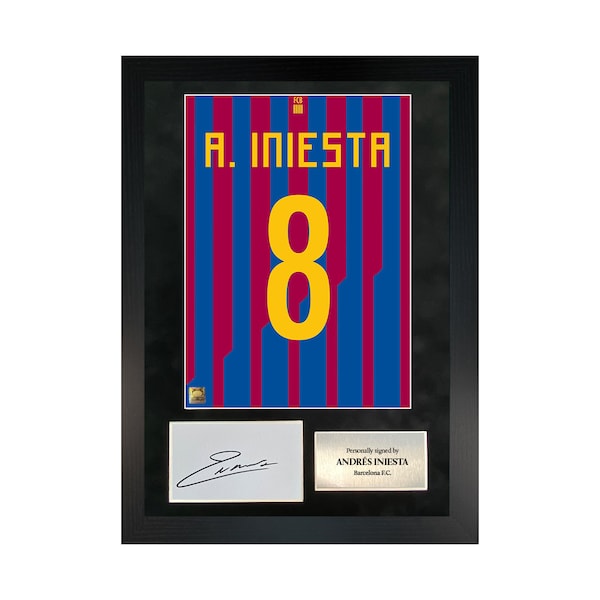 Andres Iniesta | Hand-Signed Shirt Back Poster Frame W/ COA
