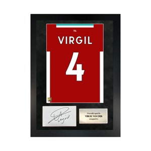 Virgil van Dijk | Hand-Signed Shirt Back Poster Frame W/ COA