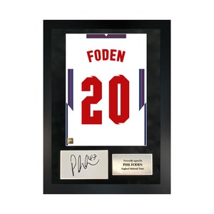 Phil Foden | Handsigniertes Shirt Back Poster Frame W/ COA