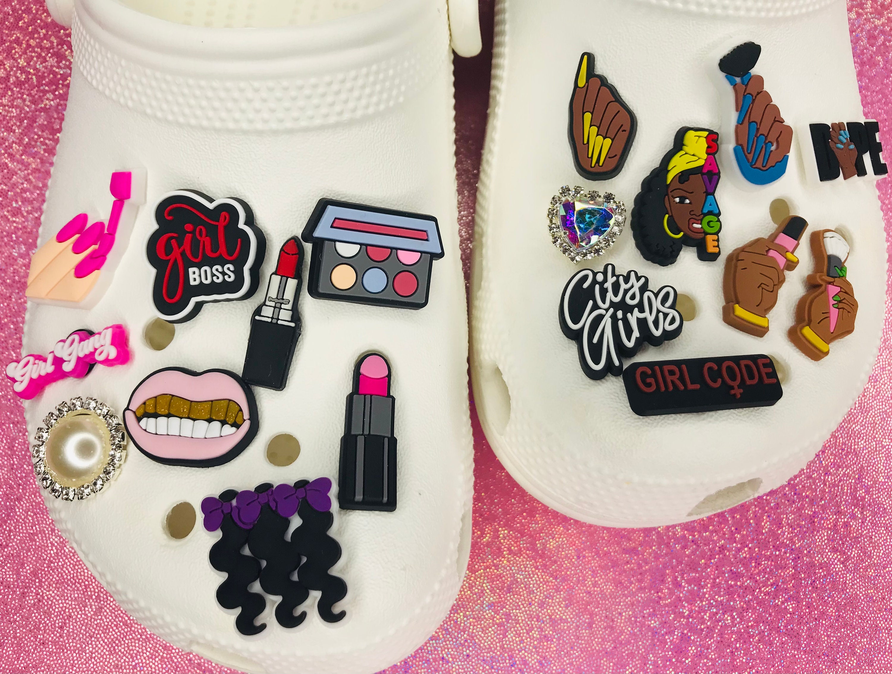 Girly croc charms shoe charms Etsy