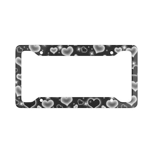 Black & White Hearts License Plate Frame