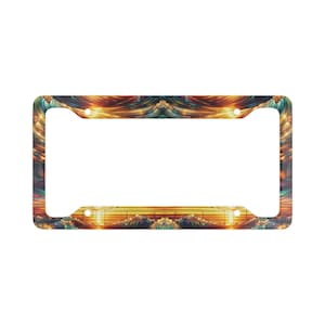 Ocean, Waves, Sunset, Ocean Waves, Stained Glass Print, License Plate Frame