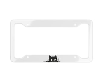 Black Cat License Plate Frame, Peaking Cat, Cute, cat license plate frame, cat lover