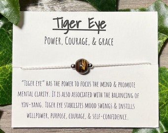 Tiger eye adjustable bracelet, tiger eye courage bracelet, tiger eye power bracelet, courage bravery gift, front line worker gift