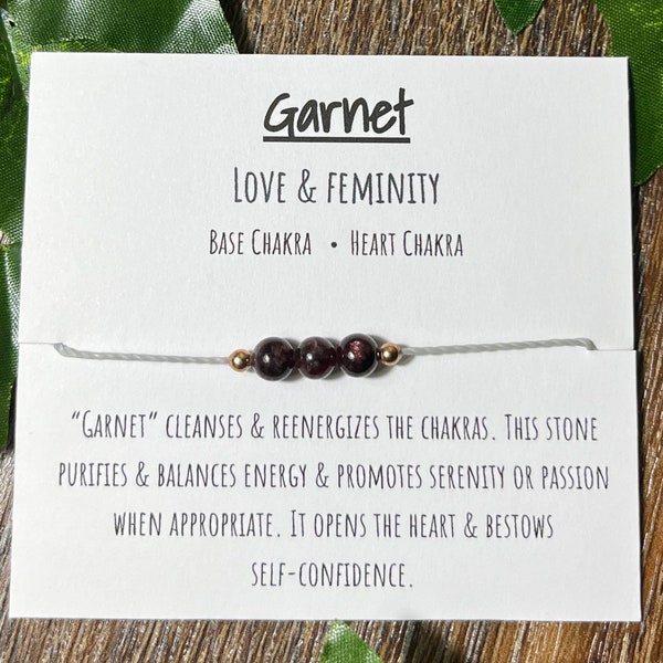 Garnet adjustable bracelet, Garnet love and femininity bracelet, base and heart chakra bracelet, holistic jewelry