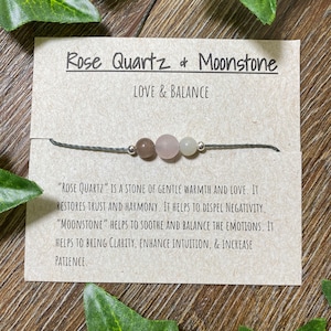 Rose quartz and Moonstone adjustable bracelet, rose quartz and moonstone love and balance bracelet, love and balance adjustable bracelet