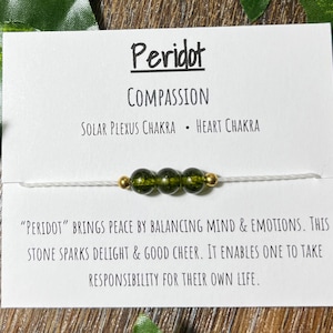 Peridot adjustable bracelet, peridot compassion bracelet, solar plexus and heart chakra bracelet, holistic jewelry