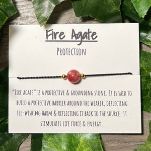 Fire agate adjustable bracelet, fire agate protection bracelet, protection gift, athlete gift, loved one gift, front line worker gift