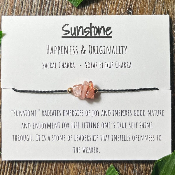 Sunstone chip adjustable bracelet, sunstone happiness and originality bracelet, holistic jewelry, crystals, sacral and solar plexus chakras