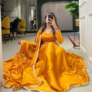 Mustard yellow haldi mehendi Lehenga Choli Set indian Pakistani wedding guest dress ready to wear made to measure indian outfit in usa uk