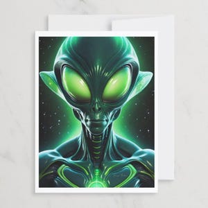 CARTE POSTALE PERSONNALISÉE : Quasar par Vanessa Theodore, 2025 | extraterrestre | Oeuvre d'art | Originale | Stationnaire | OVNI | Petits hommes verts