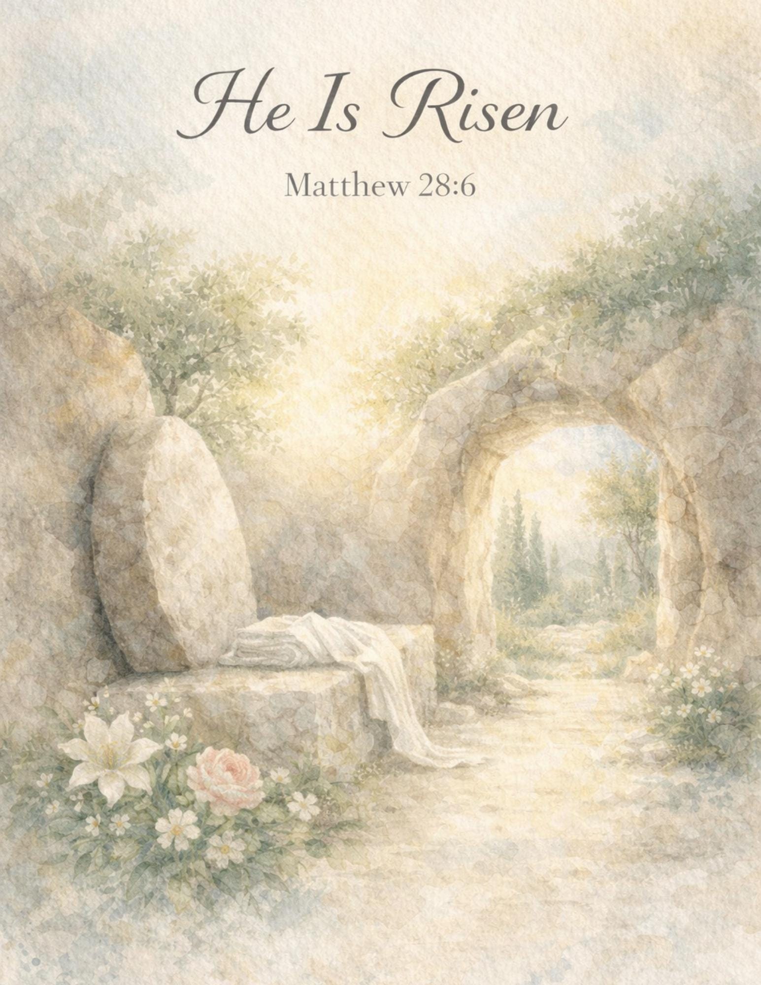 He is Risen Watercolor Print, Christian Easter Wall Art (digital ...