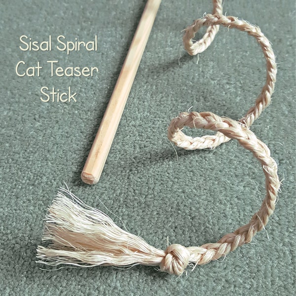 Sisal Spiral Cat Teaser Stick Wand Pet Toy - Eco Friendly Boredom Breaker