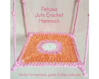 Petunia Flower Jute Crochet Hammock Bed Toy Boredom Breaker for Small Guinea Pigs Gerbils Hamsters Mice Small Pets