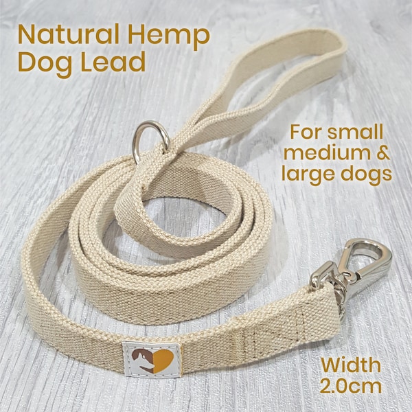 Medium Natural Hemp Dog Lead Leash - Strong Comfortable Eco-Friendly Hypo-Allergenic UV-Resistant