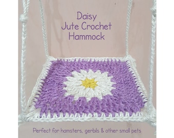 Daisy Flower Jute Crochet Hammock Bed Toy Boredom Breaker for Small Guinea Pigs Gerbils Hamsters Mice Small Pets