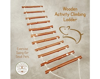 Wooden Activity Suspension Ladder Bridge Swing Hammock Climbing Toy Hamsters Gerbils Mice Rats Small Pets