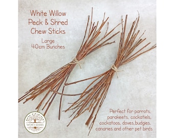 Large 40cm White Willow Bunch of Nibble Sticks Shredding Chew Toy for Parrots Parakeets Cockatiels Cockatoos Canaries Budgies & Other Birds