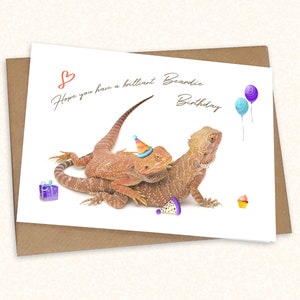 Luxury Birthday Card for Bearded Dragon Lovers - Greetings Cards with Cute Pets Beardies