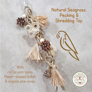 Natural Seagrass Pecking Shredding Chew Toy for Parrots Cockatoos Cockatiels Parakeets Doves Budgies Canaries Parrotlets