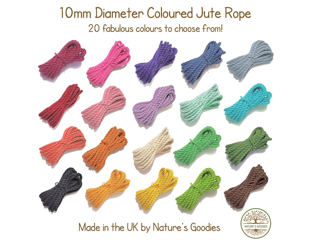 20 Colours of 10mm Thick Jute Rope for Arts Crafts Home Décor DIY Cream ...