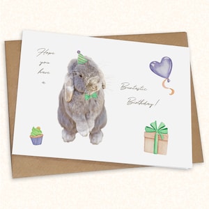 Luxury Birthday Card for Bunny Rabbit Lovers - Greetings Cards with Cute Pets Bunnies