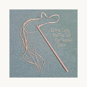 Extra Long Raffia Tail Cat Teaser Stick Wand Pet Toy - Eco Friendly Boredom Breaker