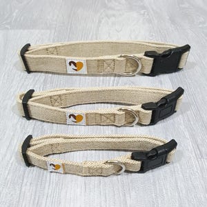 Natural Hemp Adjustable Dog Collars - Small Medium Large - Strong Comfortable Eco-Friendly Hypo-Allergenic UV-Resistant