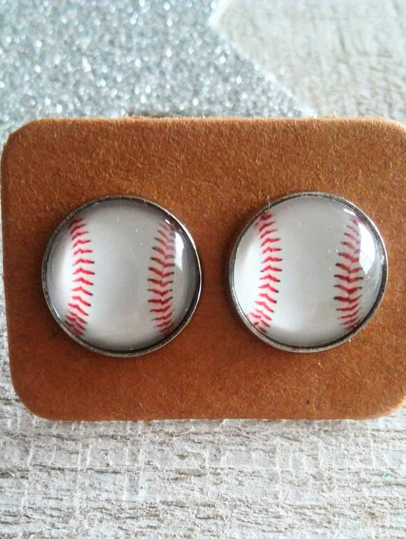 Baseball Stud Earrings Etsy