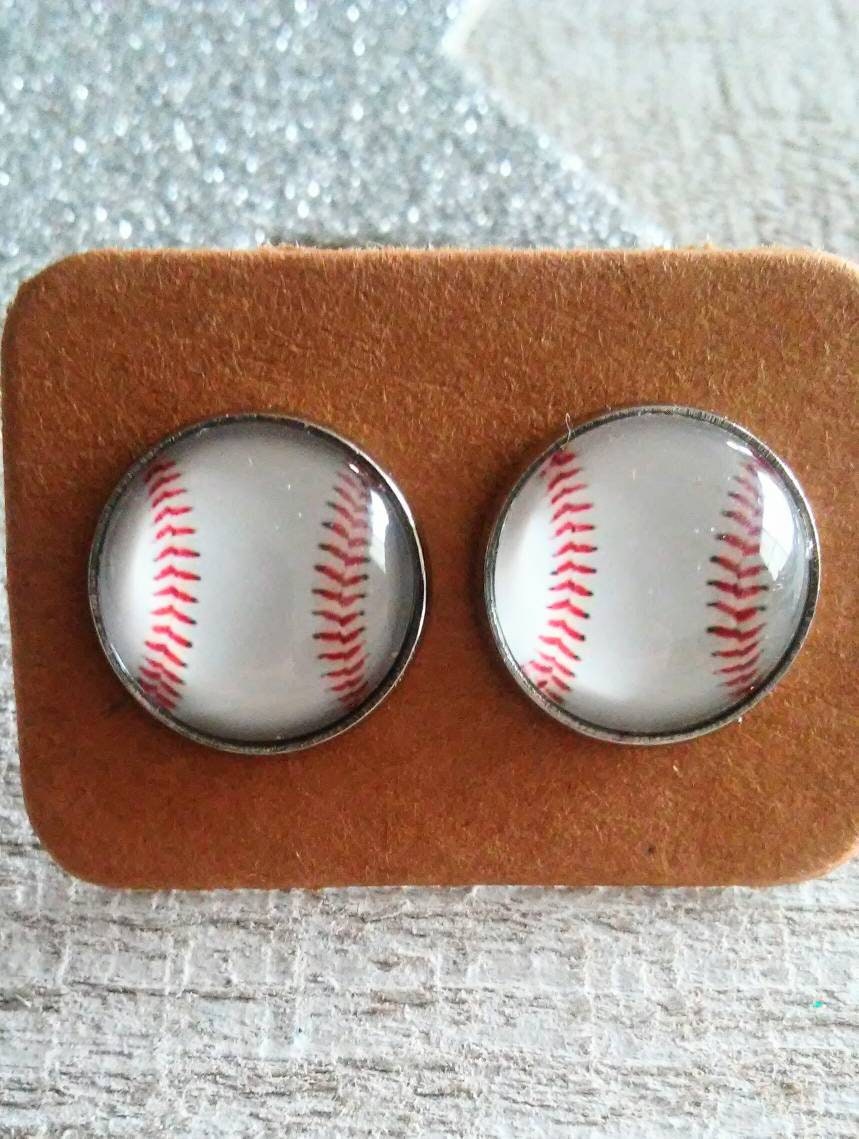 Baseball Stud Earrings Etsy