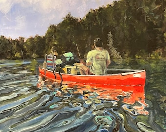 Canoe Oil Painting