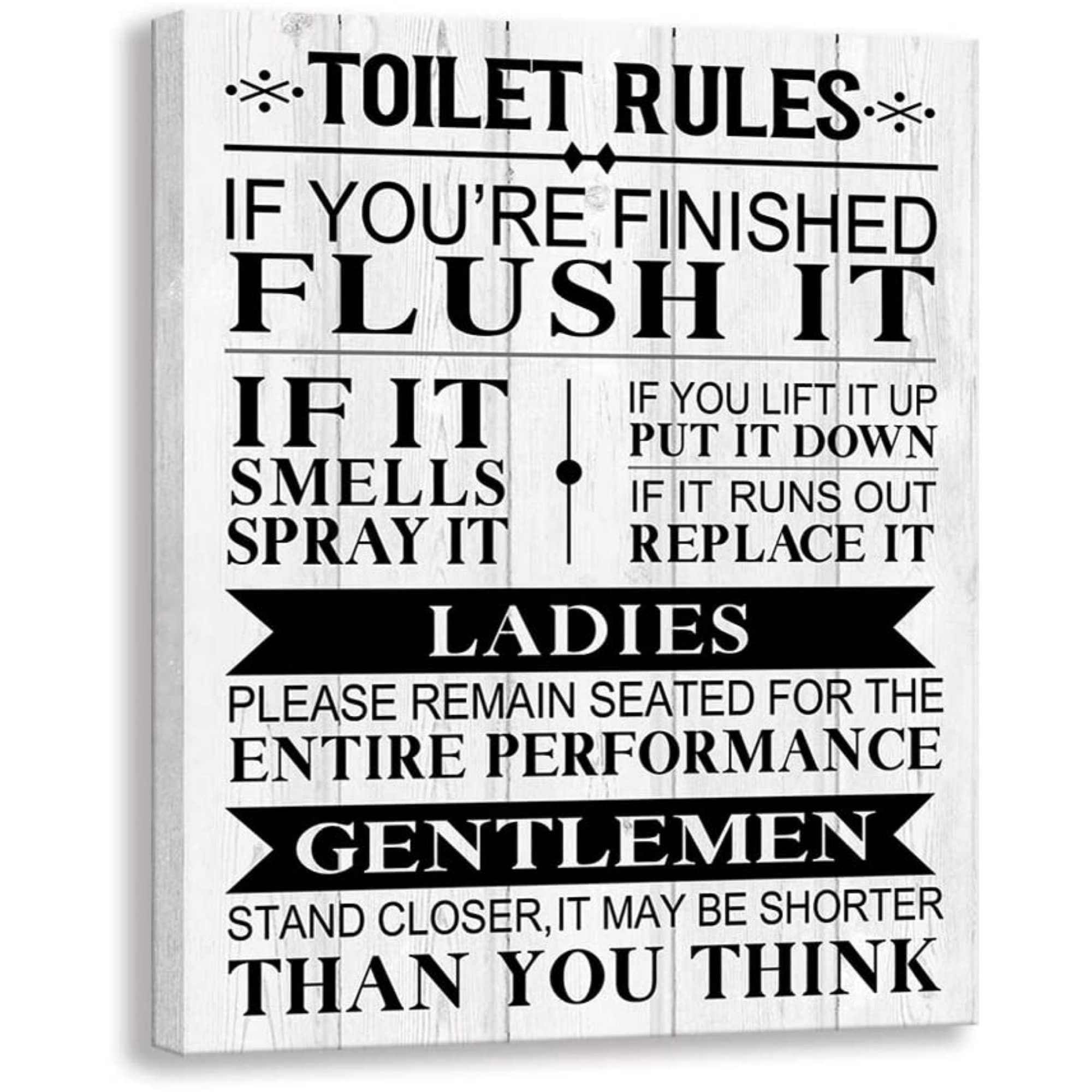Bathroom Canvas Wall Art Rustic Toilet Rules Prints Signs Etsy