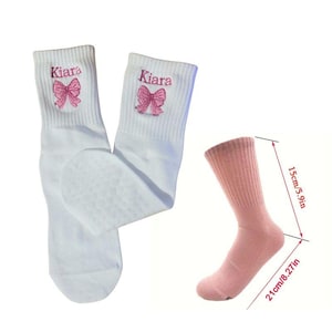 Custom embroidered Yoga Pilates Socks name text logo Non slip personalised sock grip yoga socks Gift for Yoga lover teacher instructor