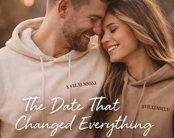Personalized Couple Hoodies, Custom Embroidered Matching Hoodies, Gift for Boyfriend Girlfriend, Anniversary Gift, Roman Numeral Hoodie