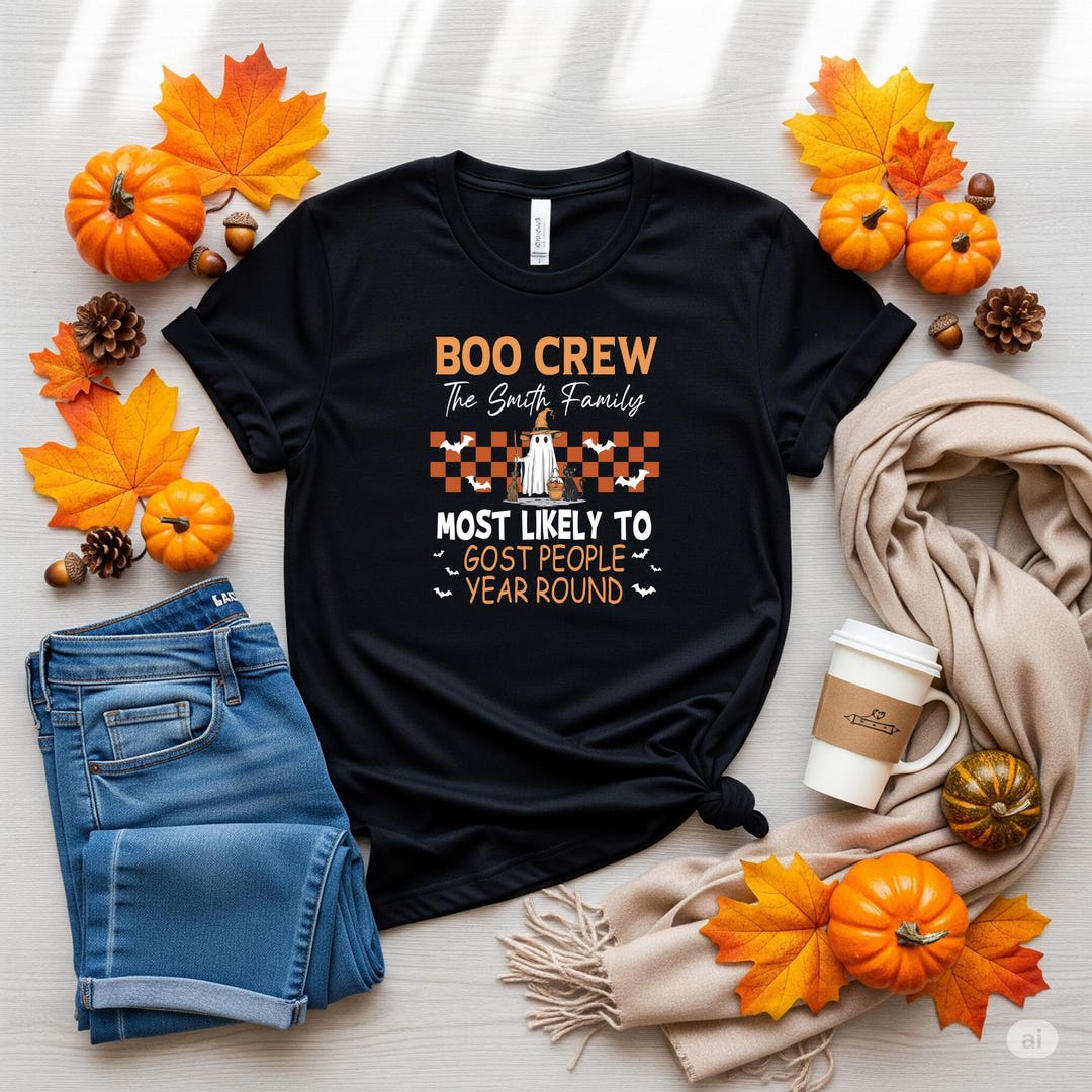 Boo Custom Custom Boo Crew Halloween Family T-shirt: Personalized Spooky Tee ...