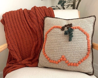 CROCHET PILLOW - Pumpkin Pillow - Crochet Pattern - Fall Pillow - Pumpkin Patch Pillow Pattern - Crochet Pumpkin - Fall Decor - Pattern PDF