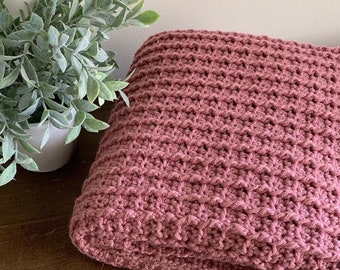 Chloe Blanket Crochet Pattern: Ribbed Texture, Easy US Terms (PDF Download)