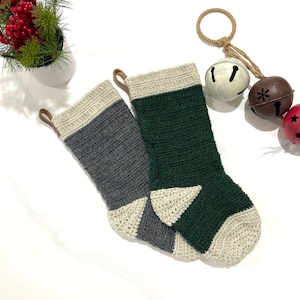 CROCHET STOCKING - Farmhouse Christmas Stocking - Crochet Stocking Pattern - Crochet Christmas Stocking - PDF Download - Crochet Pattern