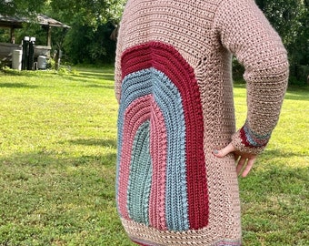 RAINBOW CARDIGAN - Crochet Cardigan PDF Pattern - Rainbow Sweater - Rainbow Cardigan - Rainbow Crochet Pattern - Crochet Sweater Pattern