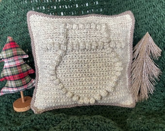 Snowman Bobble Crochet Pillow Pattern - Christmas Home Decor (PDF Pattern)