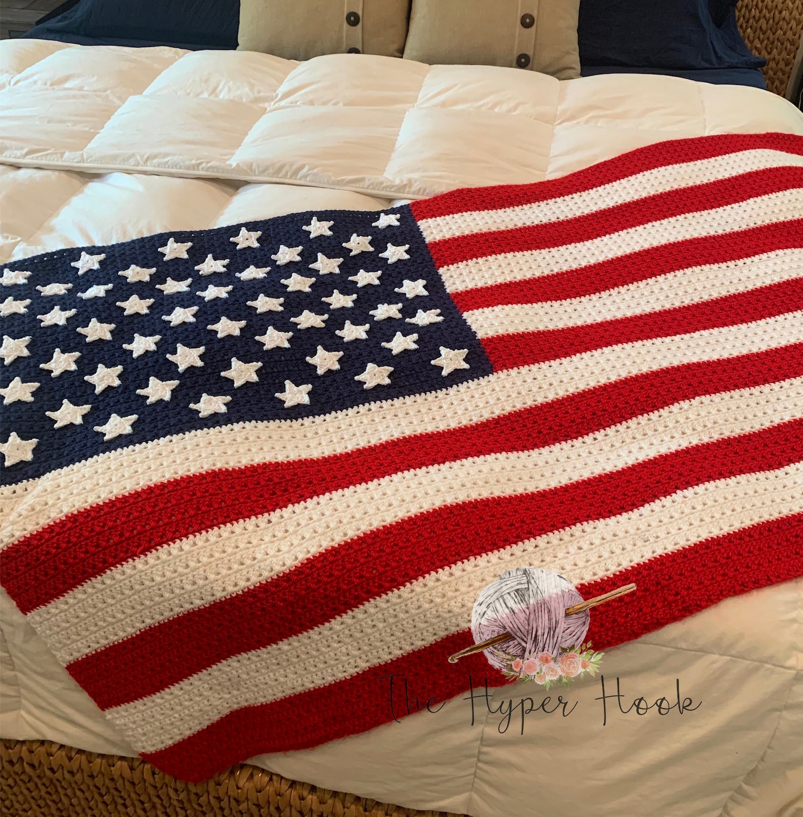 AMERICAN FLAG BLANKET Crochet Blanket Pattern Crochet Etsy