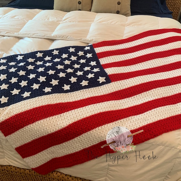 American Flag Blanket Crochet Pattern (PDF Digital Download)