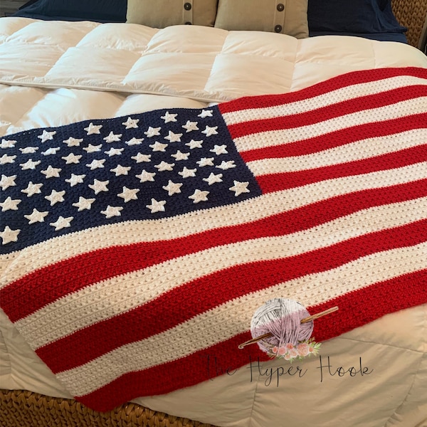 AMERICAN FLAG BLANKET - Crochet Blanket Pattern - Pdf Pattern - Americana Flag Crochet Blanket - Usa Flag Blanket Crochet Pattern - Blanket