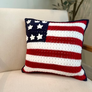 AMERICAN FLAG PILLOW Crochet Pillow Pattern Crochet Pattern Pdf Pattern American Flag Pillow Home Decor Pillow Flag image 2