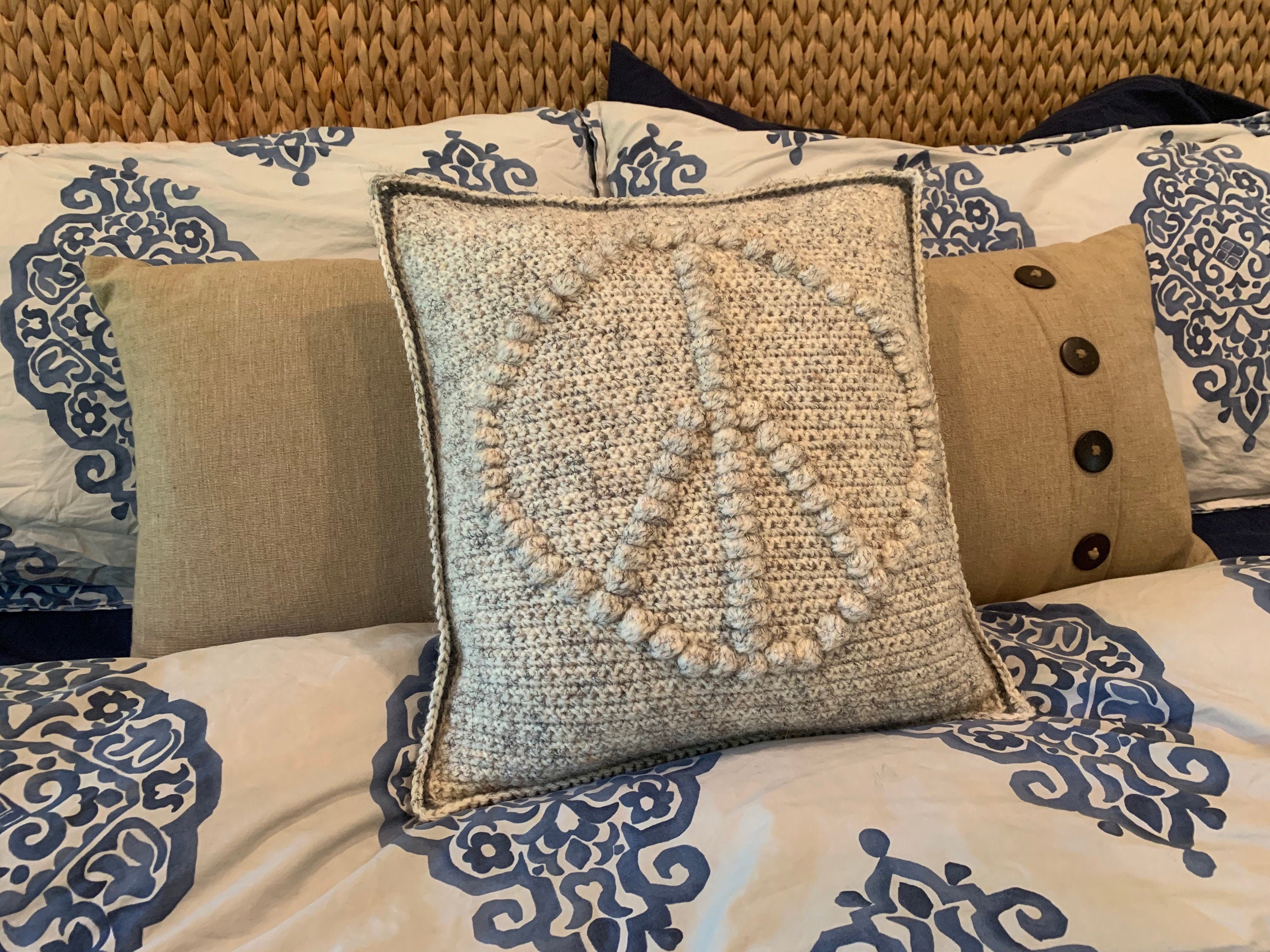 36 Hippie Crochet Patterns for Boho Outfits, Bags, Home Décor, and Gifts 14 Peace Sign Crochet Pillow Pattern: Beginner Friendly