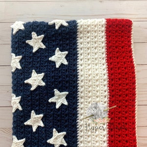 AMERICAN FLAG BLANKET Crochet Blanket Pattern Pdf Pattern Americana Flag Crochet Blanket Usa Flag Blanket Crochet Pattern Blanket image 2