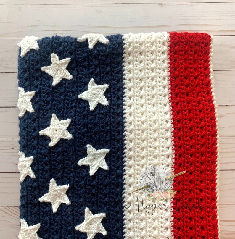 AMERICAN FLAG BLANKET Crochet Blanket Pattern Pdf Pattern Americana Flag Crochet Blanket Usa Flag Blanket Crochet Pattern Blanket image 2